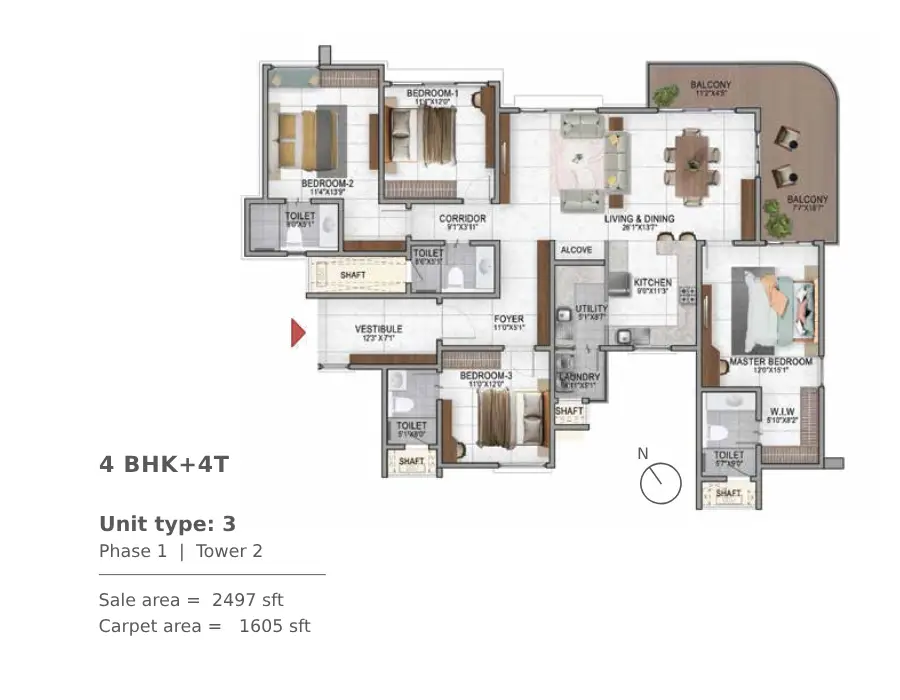 district 25 4 bhk floor plan