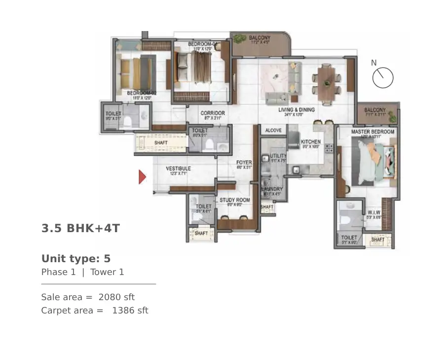 Nambiar District 25 Phase 2 3.5 bhk floor plan
