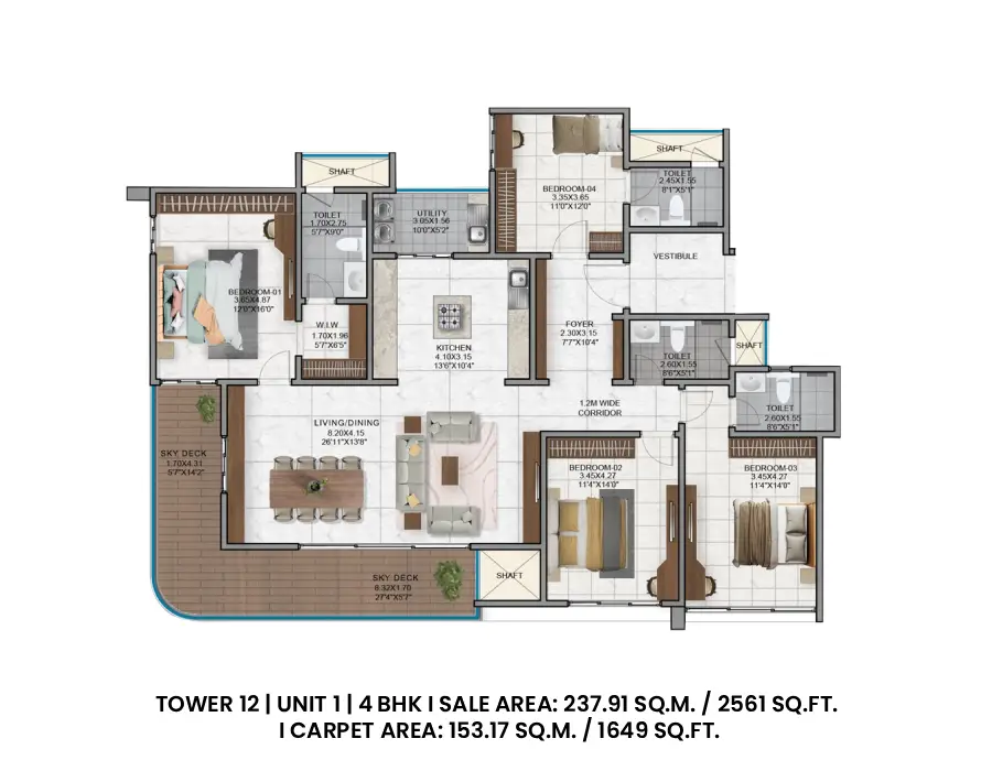district 25 4 bhk floor plan