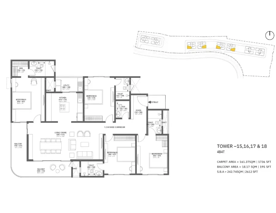 Nambiar District 25 4 bhk floor plan-tower 15