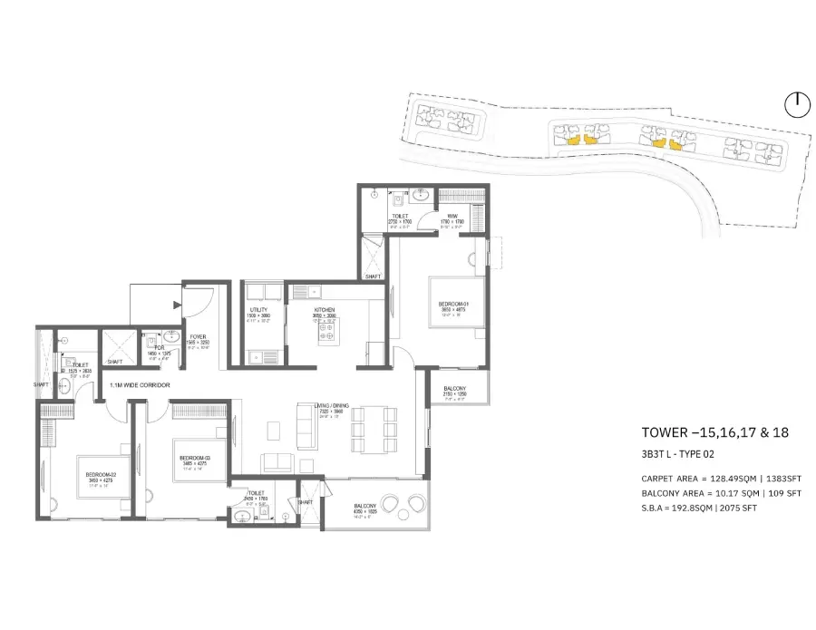 Nambiar District 25 Phase 3- 3 bhk floor plan